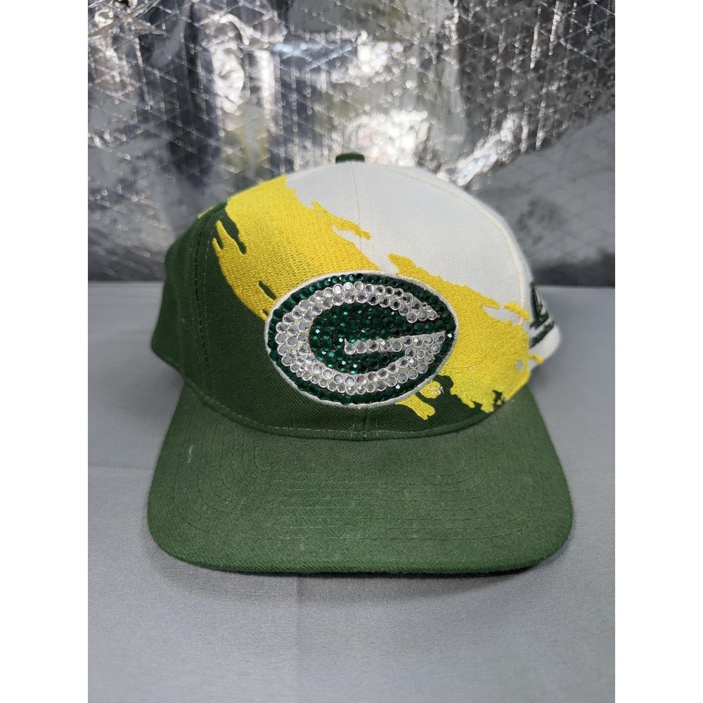 Vintage Green Bay Packers Splash Hat Cap Snap Back Green NFL Logo Athletic READ